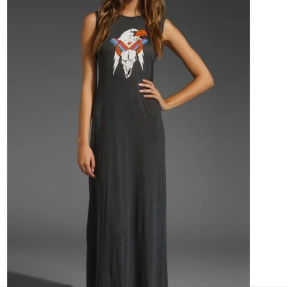 Wildfox Couture Eagle Skull Maxi Sleeveless Dress Size S - Picture 2 of 6